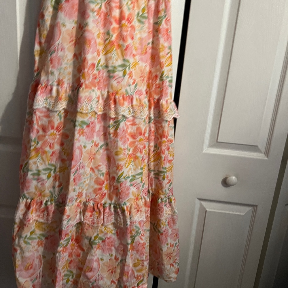 NWOT Haute Hippie Orange and Pink Smocked Tiered Sundress - Picture 7 of 13